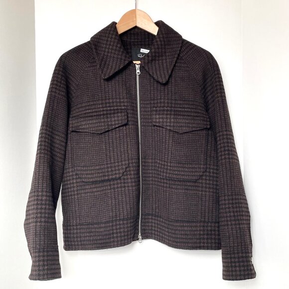 Rails Cheyenne Houndstooth Zip Jacket Brown Wool Blend Womens S - Picture 2 of 13